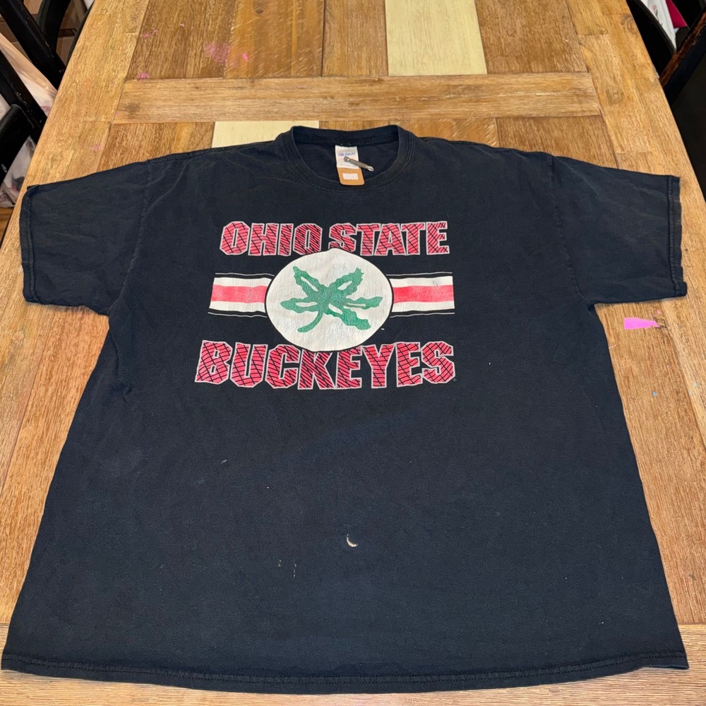 Gildan T-Shirt Mens 2XL Black Good Ohio State Buckeyes Graphic Heavy Cotton